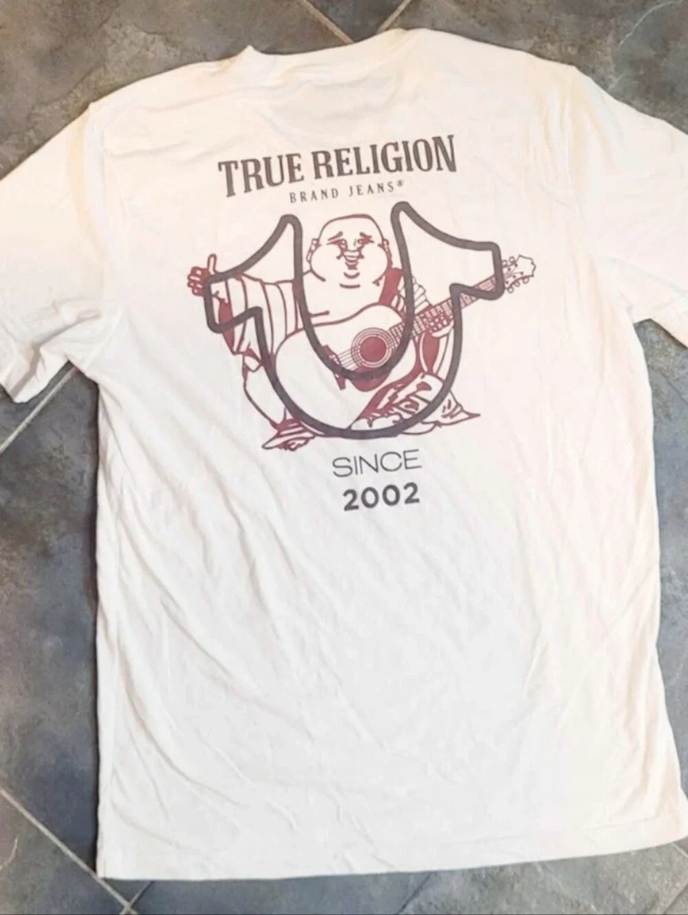 True Religion men’s Buddha logo graphic tee white streetwear Y2K shirt
